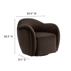 Compose Chocolate Brown Performance Velvet Swivel Armchair - Ornate Home