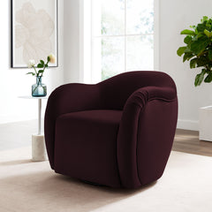 Compose Mulberry Performance Velvet Swivel Armchair - Ornate Home