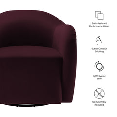 Compose Mulberry Performance Velvet Swivel Armchair - Ornate Home