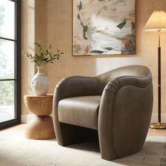 Compose Mustard Barrel Vegan Leather Accent Chair - Ornate Home