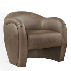 Compose Mustard Barrel Vegan Leather Accent Chair - Ornate Home