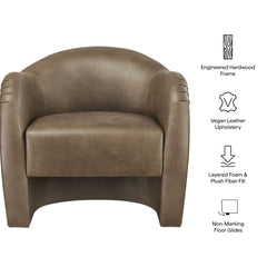Compose Mustard Barrel Vegan Leather Accent Chair - Ornate Home