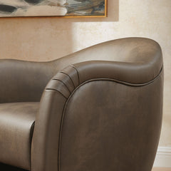 Compose Mustard Barrel Vegan Leather Accent Chair - Ornate Home
