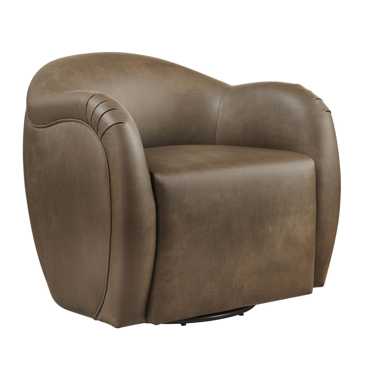 Compose Mustard Barrel Vegan Leather Swivel Armchair