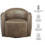 Compose Mustard Barrel Vegan Leather Swivel Armchair