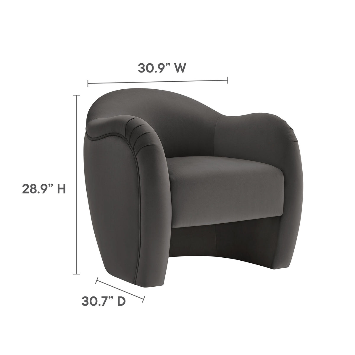 Compose Storm Gray Performance Velvet Accent Chair - Ornate Home