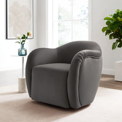 Compose Storm Gray Performance Velvet Swivel Armchair - Ornate Home