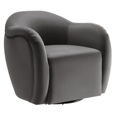 Compose Storm Gray Performance Velvet Swivel Armchair - Ornate Home