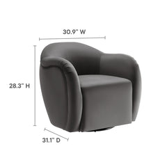Compose Storm Gray Performance Velvet Swivel Armchair - Ornate Home
