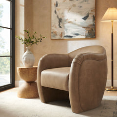 Compose Toast Barrel Vegan Leather Accent Chair - Ornate Home