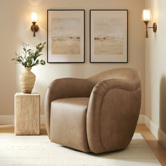 Compose Toast Barrel Vegan Leather Swivel Armchair