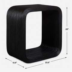 Compton Black Rattan Side Table - Ornate Home