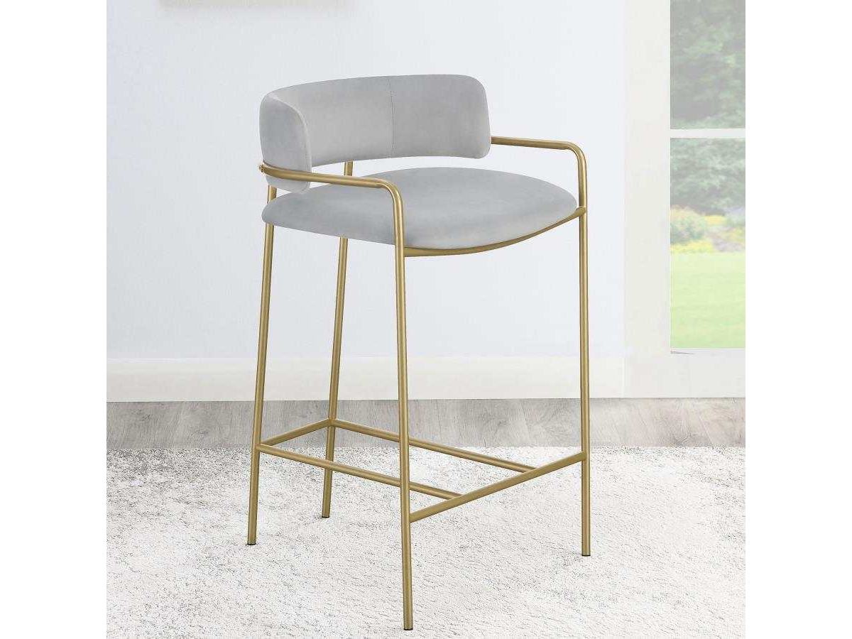 Comstock Gray Velvet Uph. Low Back Counter Height Chair - Ornate Home