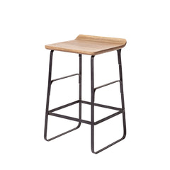 Conan Brown/Black Wood Seat Metal Frame Counter Stool