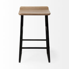 Conan Brown/Black Wood Seat Metal Frame Counter Stool