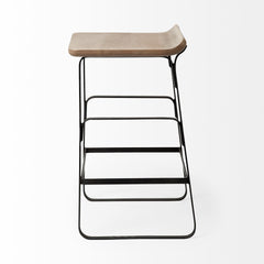 Conan Brown/Black Wood Seat Metal Frame Counter Stool
