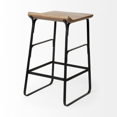Conan Brown/Black Wood Seat Metal Frame Counter Stool
