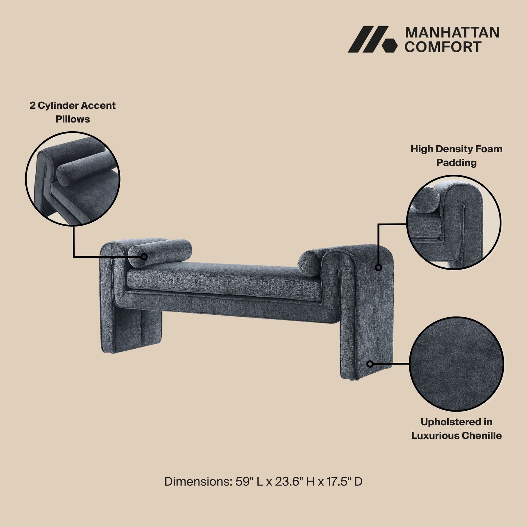 Concord Bench in Black - Ornate Home