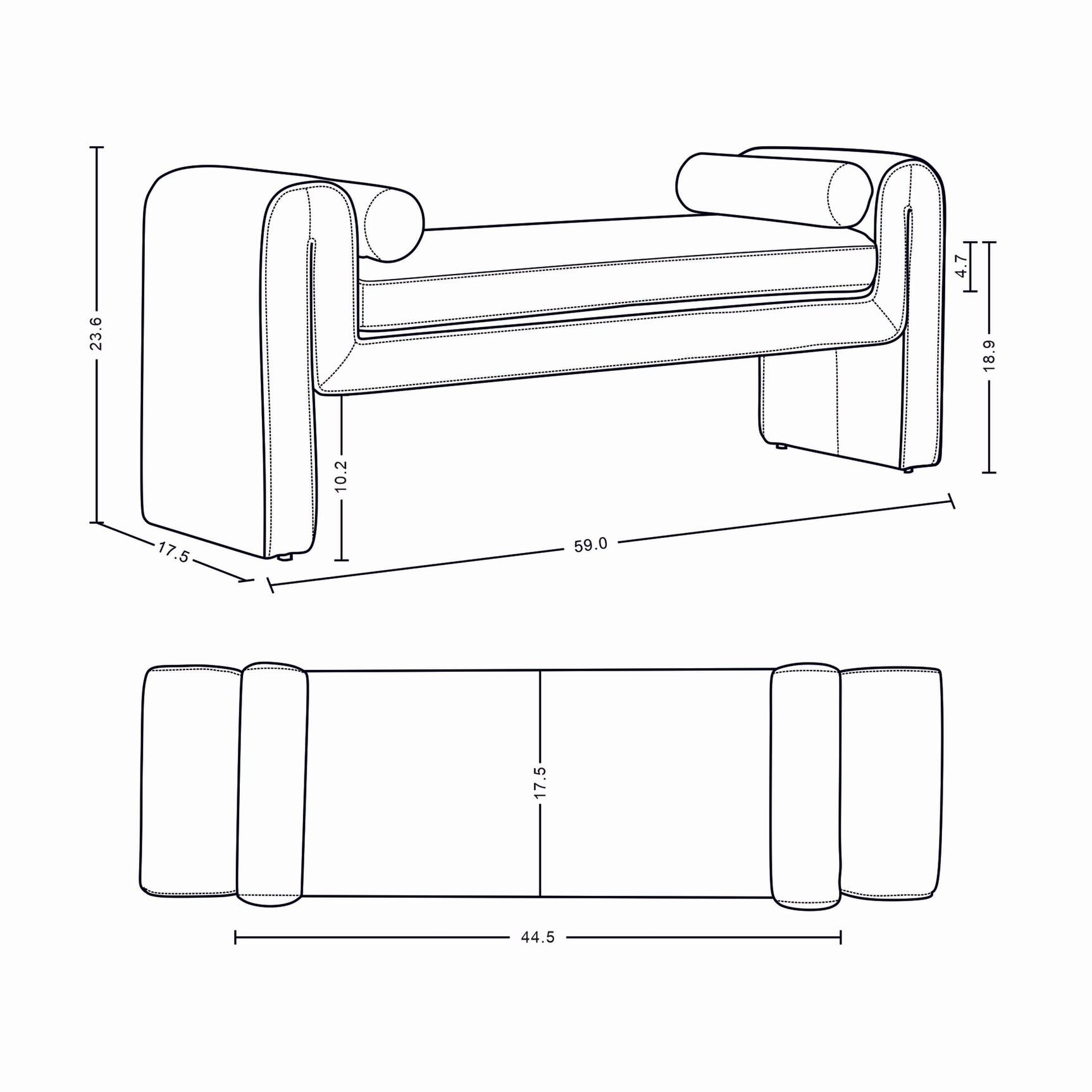 Concord Bench in Dove - Ornate Home