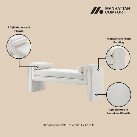 Concord Bench in Ivory - Ornate Home