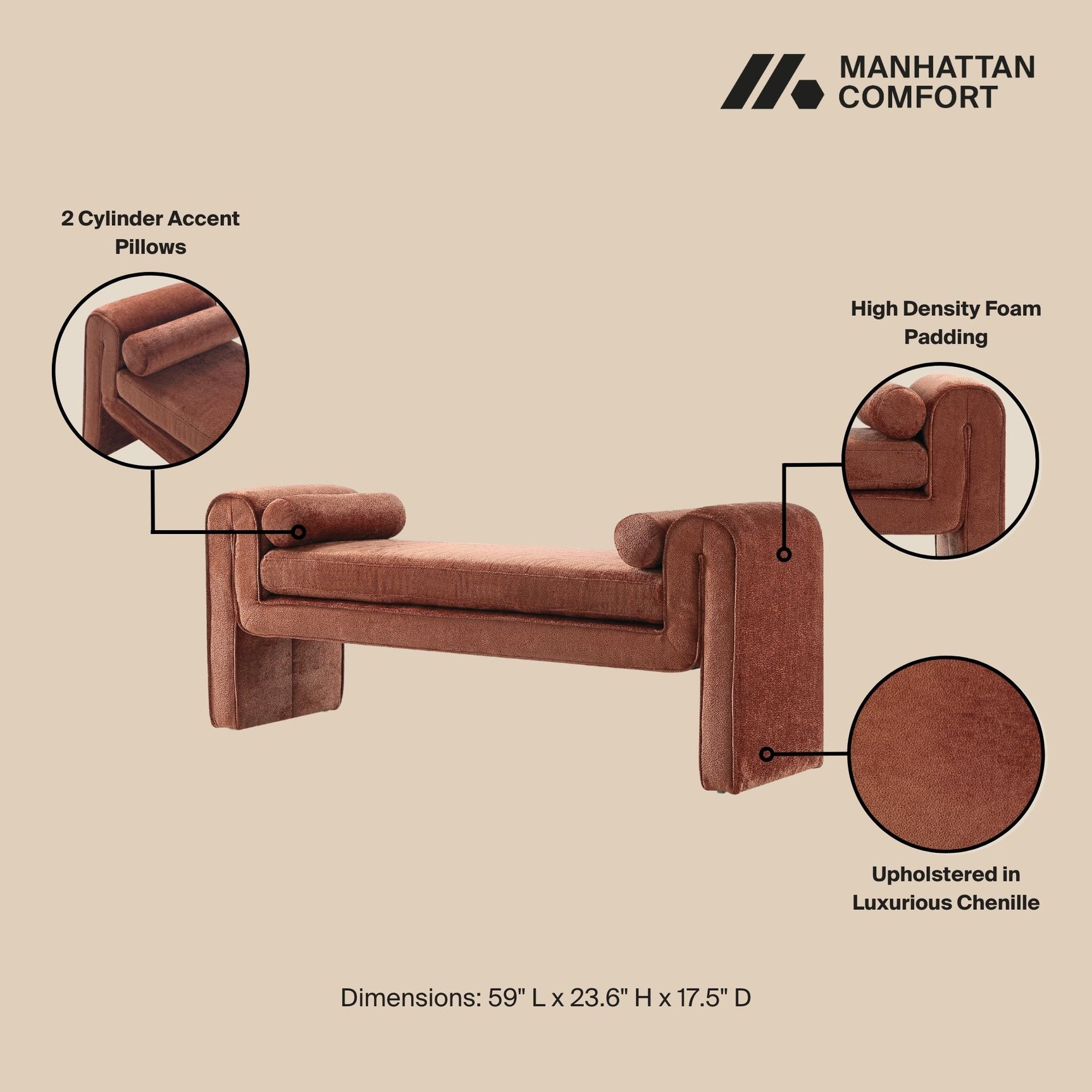 Concord Bench in Terracotta - Ornate Home