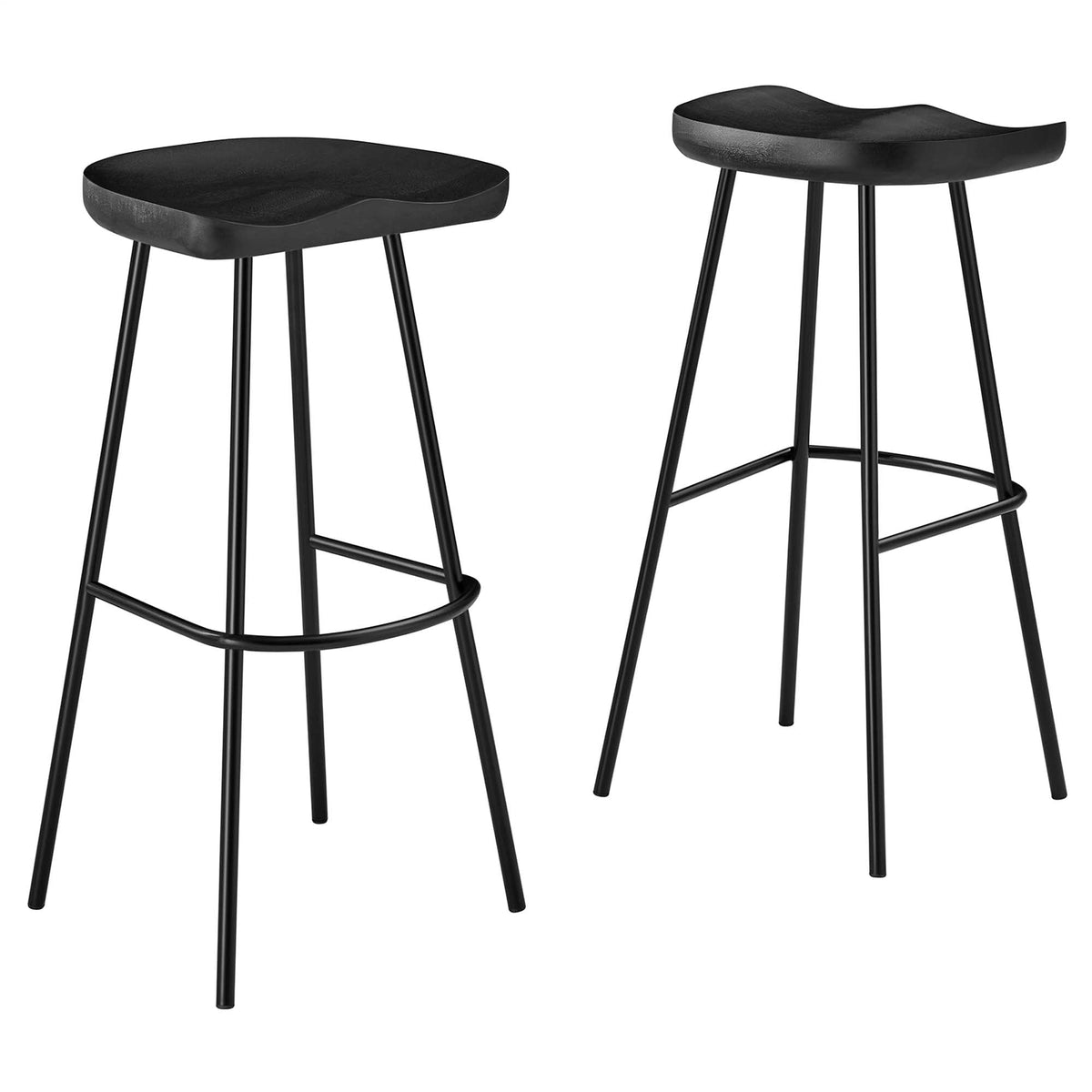 Concord Black Backless Wood Bar Stools (Set of 2) - Ornate Home