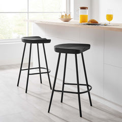 Concord Black Backless Wood Counter Stools (Set of 2) - Ornate Home