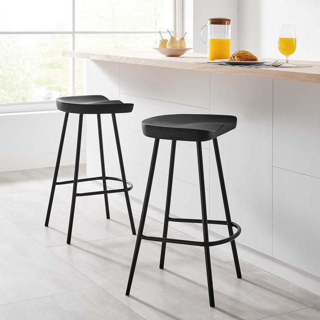 Concord Black Backless Wood Counter Stools (Set of 2) - Ornate Home