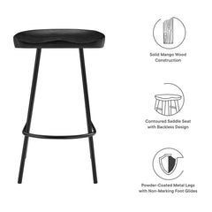 Concord Black Backless Wood Counter Stools (Set of 2) - Ornate Home