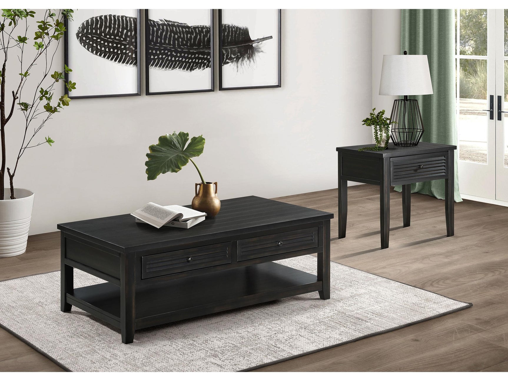 Concord Distressed Java 2-piece Coffee and End Table Set - Ornate Home