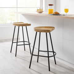 Concord Oak Backless Wood Counter Stools (Set of 2) - Ornate Home