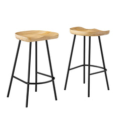 Concord Oak Backless Wood Counter Stools (Set of 2) - Ornate Home
