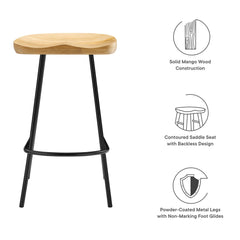 Concord Oak Backless Wood Counter Stools (Set of 2) - Ornate Home