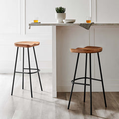 Concord Walnut Backless Wood Bar Stools (Set of 2) - Ornate Home