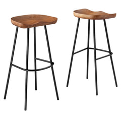 Concord Walnut Backless Wood Bar Stools (Set of 2) - Ornate Home