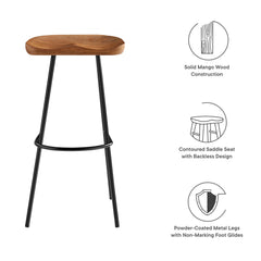 Concord Walnut Backless Wood Bar Stools (Set of 2) - Ornate Home