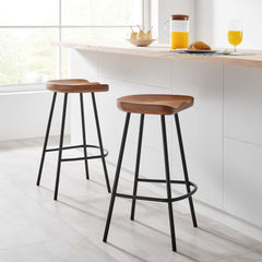 Concord Walnut Backless Wood Counter Stools (Set of 2) - Ornate Home