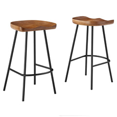 Concord Walnut Backless Wood Counter Stools (Set of 2) - Ornate Home