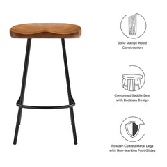 Concord Walnut Backless Wood Counter Stools (Set of 2) - Ornate Home