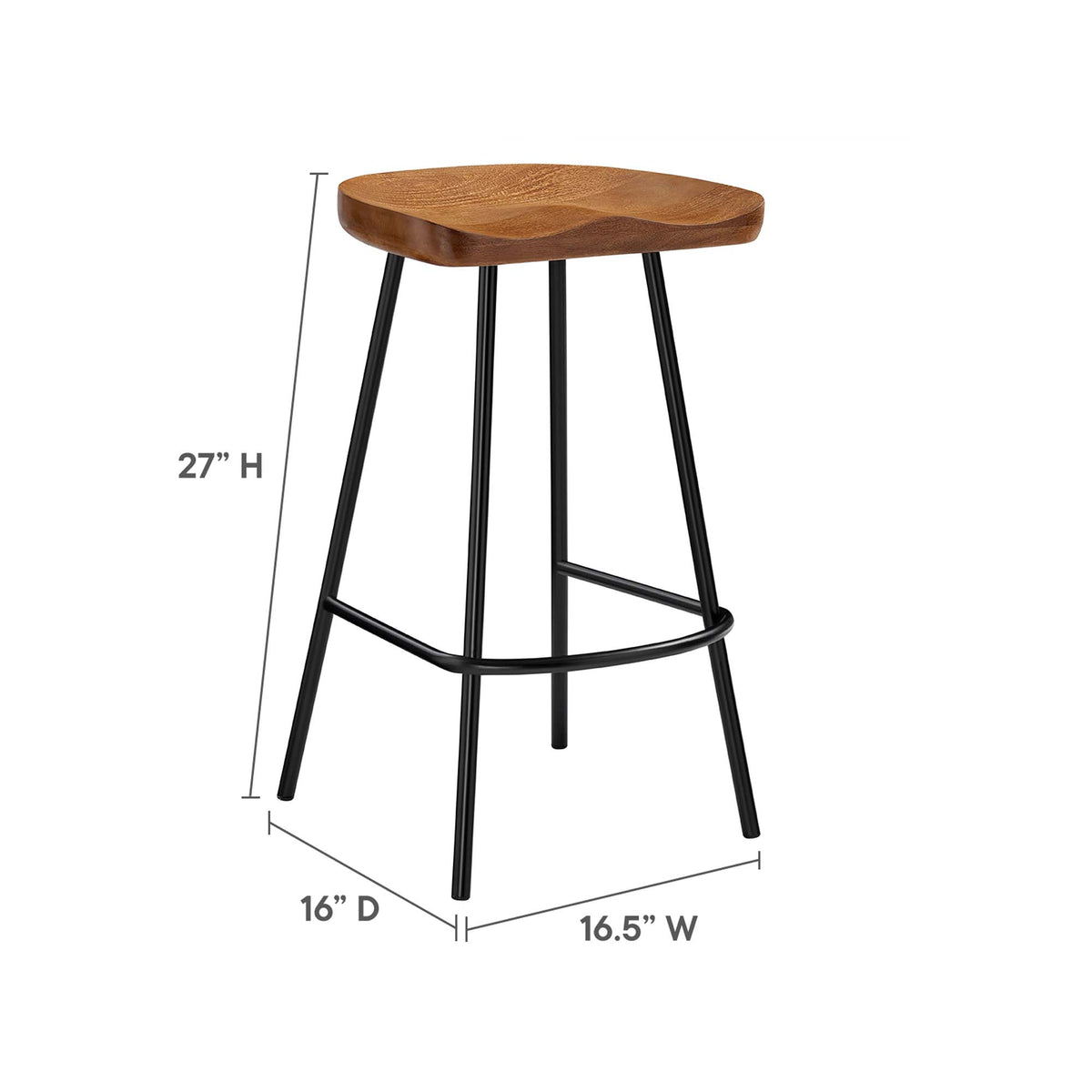 Concord Walnut Backless Wood Counter Stools (Set of 2) - Ornate Home