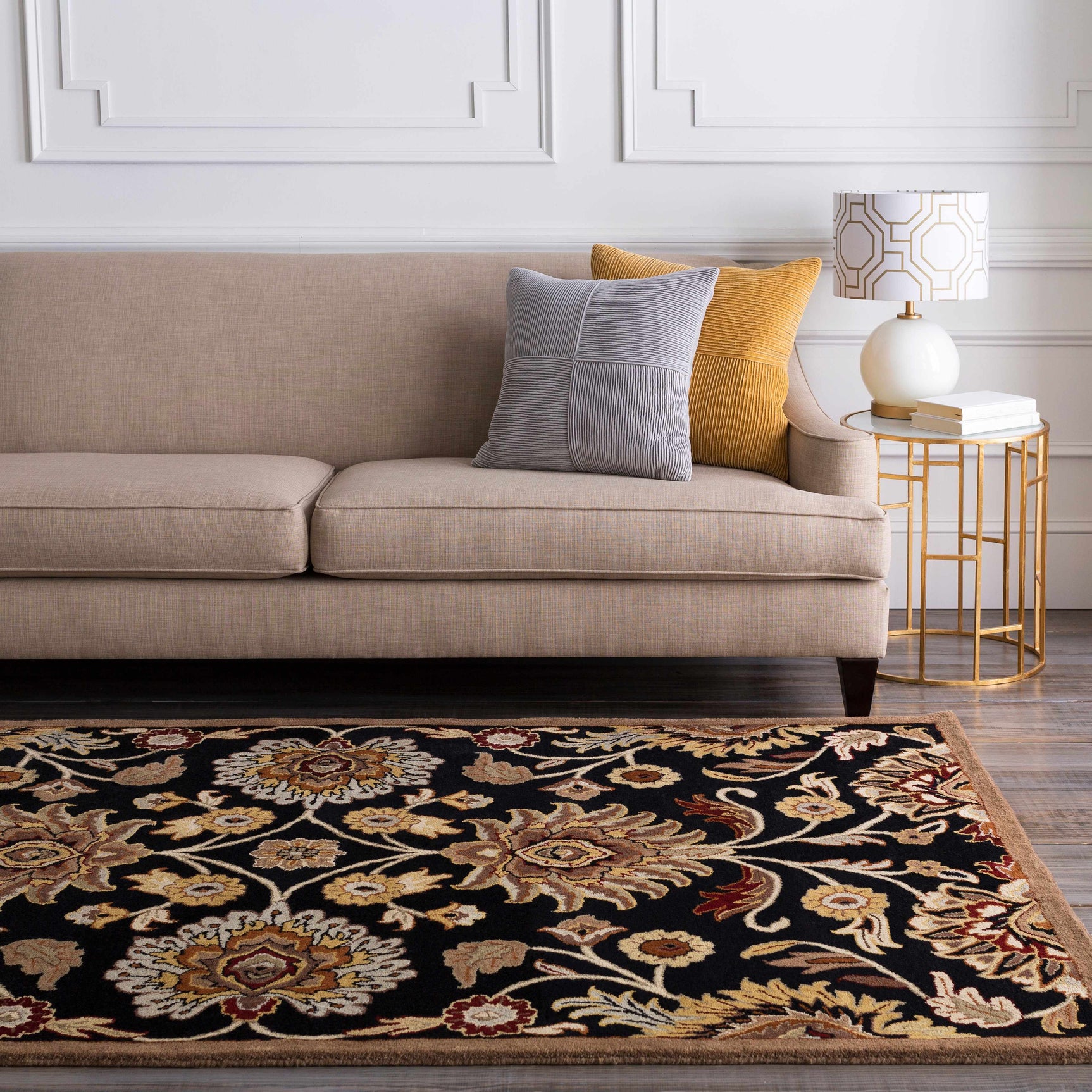 Conesus 1053 Hand Tufted Black Wool Rug - Ornate Home