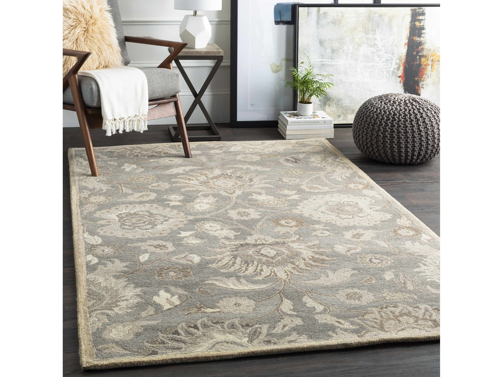 Conesus 1195 Hand Tufted Ivory & Taupe Wool Rug - Ornate Home