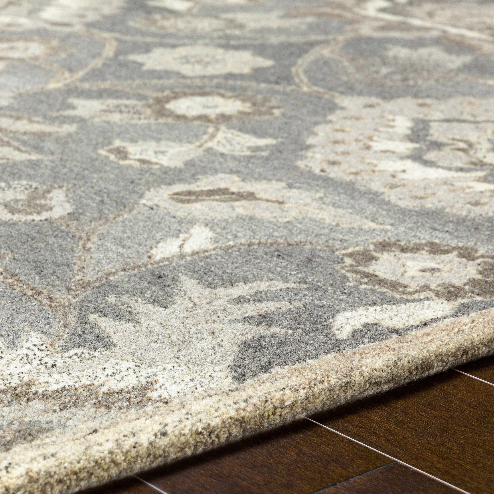 Conesus 1195 Hand Tufted Ivory & Taupe Wool Rug - Ornate Home