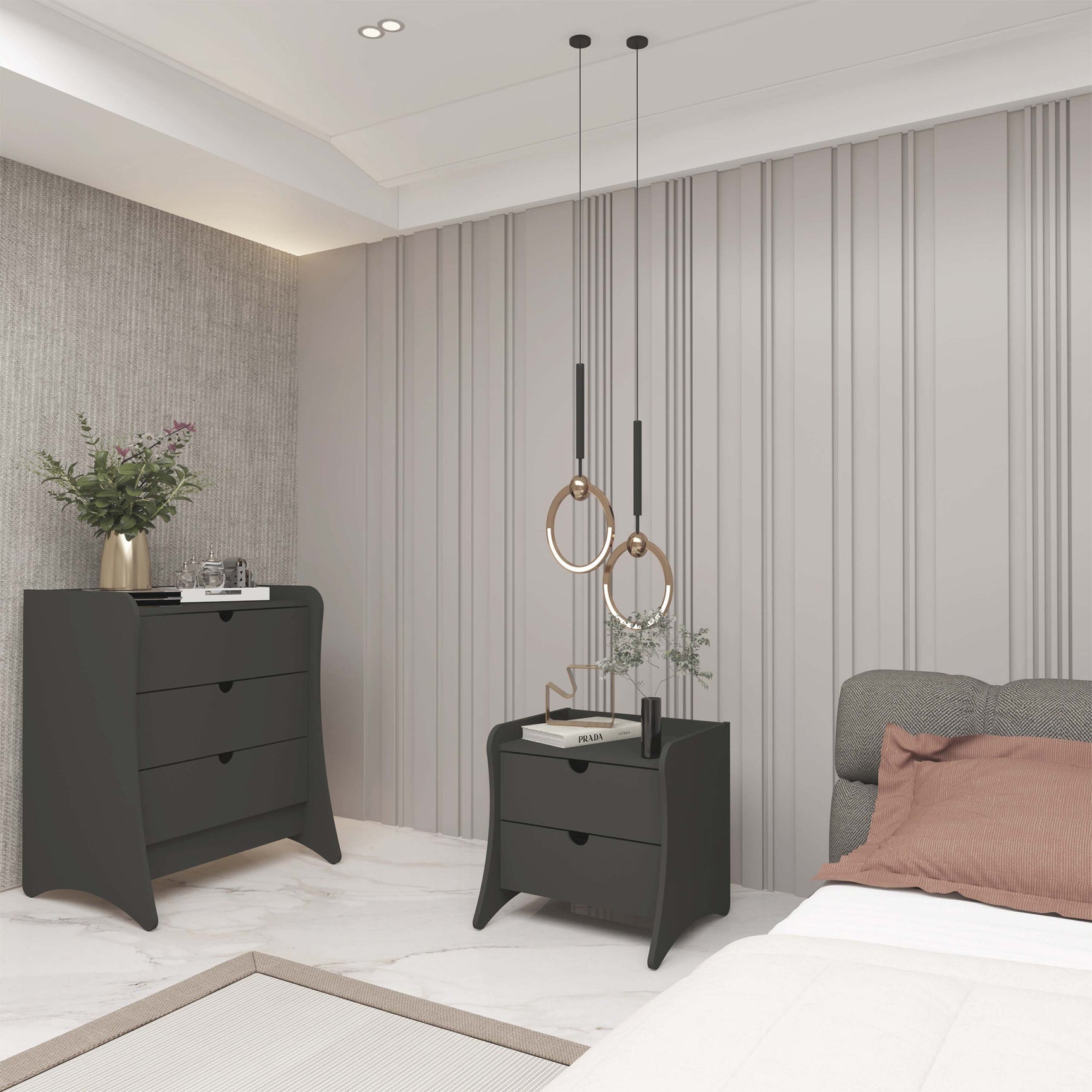 Coney 2-Piece Dresser and Nightstand in Grey - Ornate Home