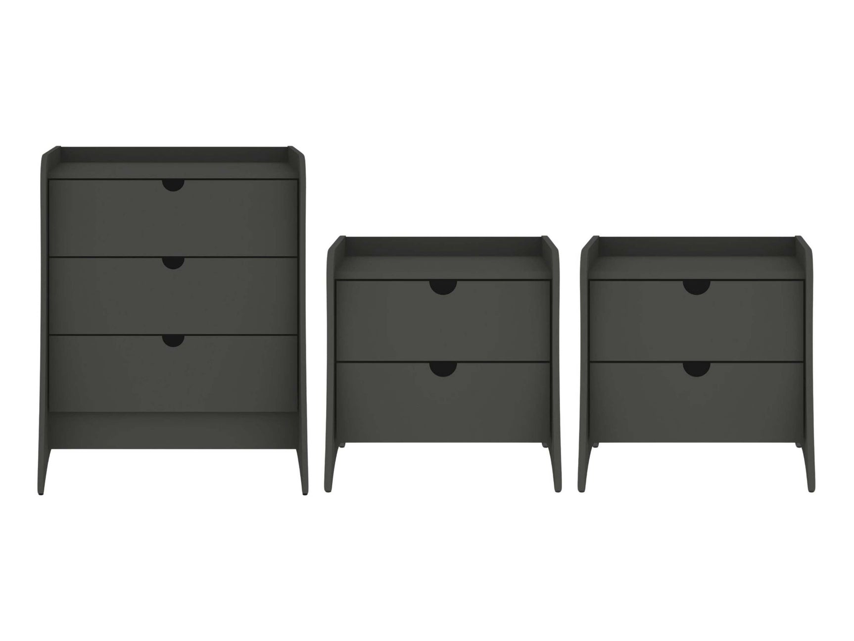 Coney 3-Piece Dresser and 2 Nightstands in Grey - Ornate Home