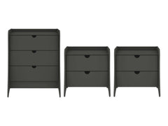 Coney 3-Piece Dresser and 2 Nightstands in Grey - Ornate Home