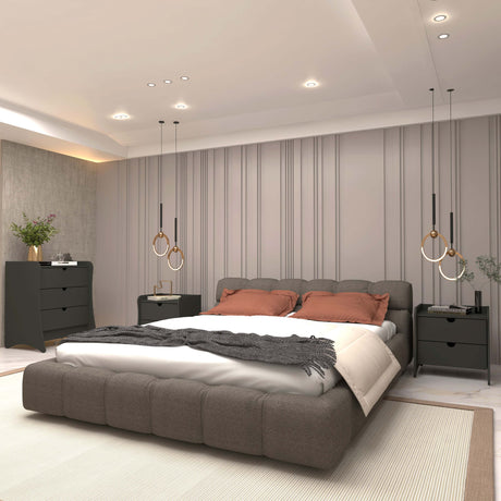 Coney 3-Piece Dresser and 2 Nightstands in Grey - Ornate Home