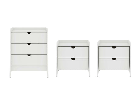 Coney 3-Piece Dresser and 2 Nightstands in White - Ornate Home