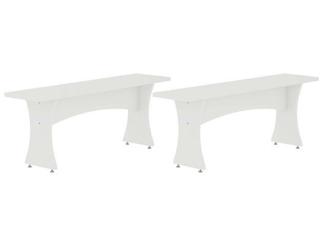 Coney Dining Bench in White (set of 2) - Ornate Home
