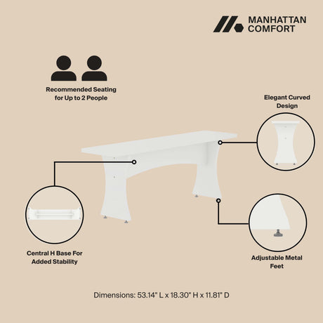 Coney Dining Bench in White (set of 2) - Ornate Home